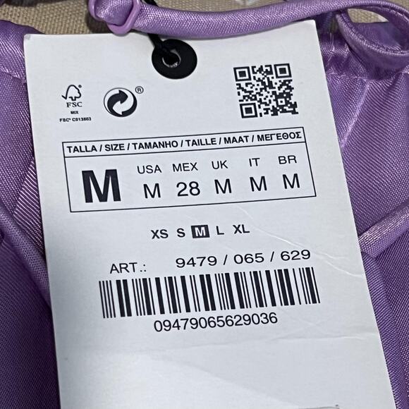 Zara Dress Womens Medium Purple Satin Slip Strappy Long Maxi Evening Gown - Picture 4 of 7